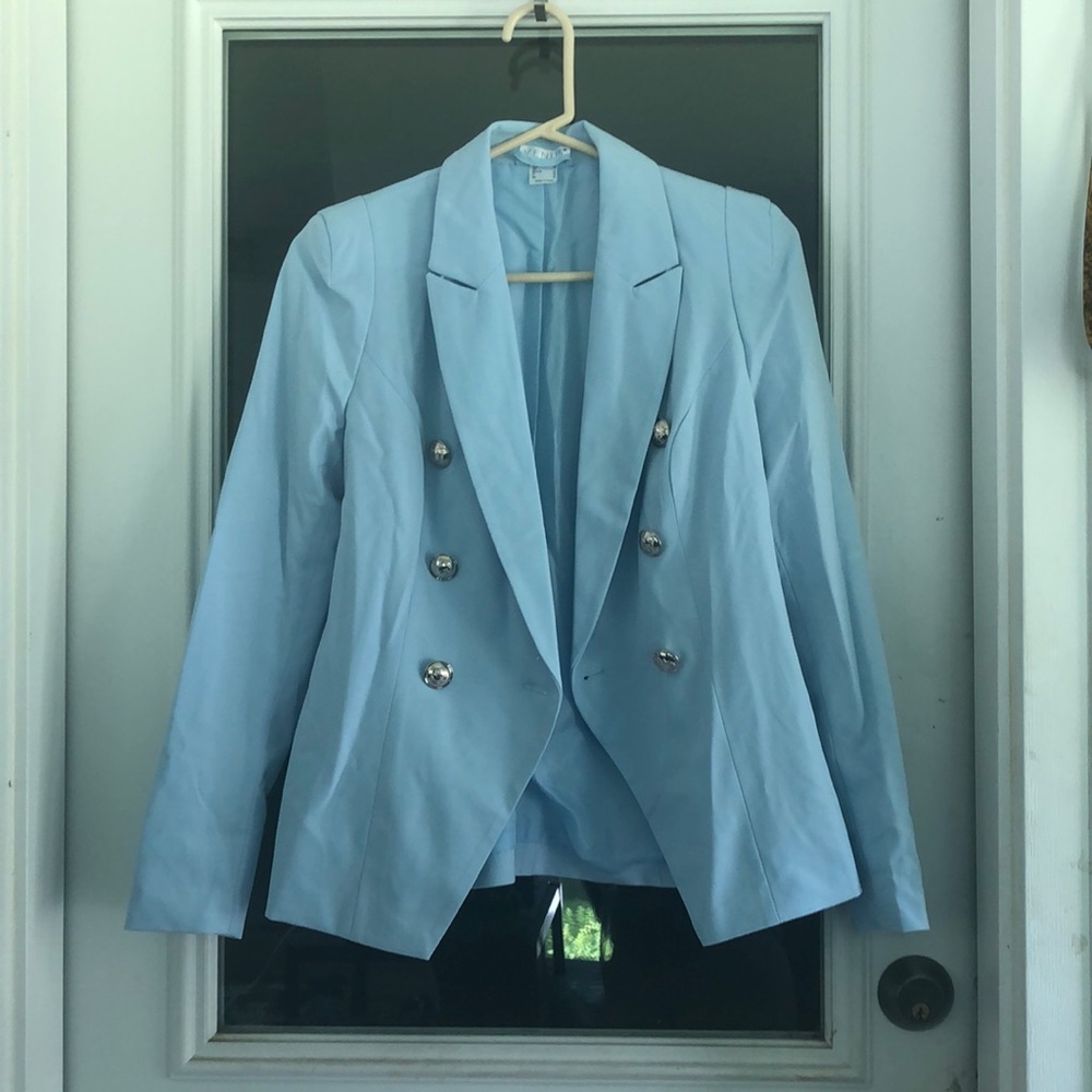Light blue double breasted blazer, size 2
